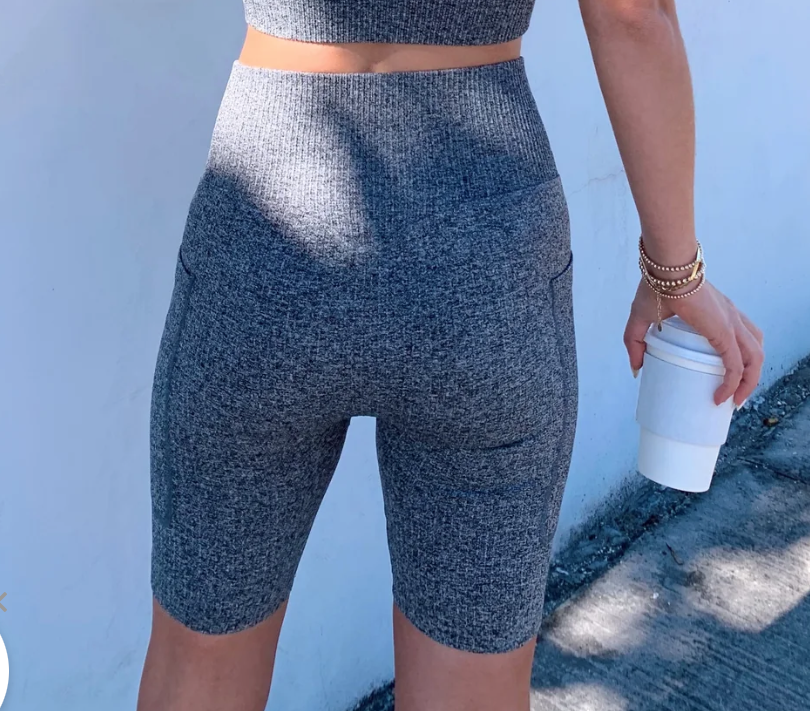 Seamless Ribbed high waist biker shorts