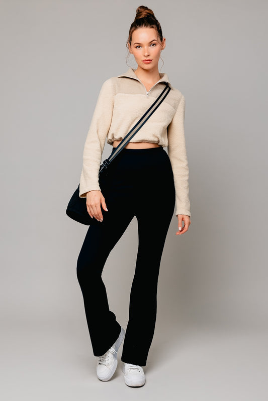 Tiffany half zip up fleece crop top